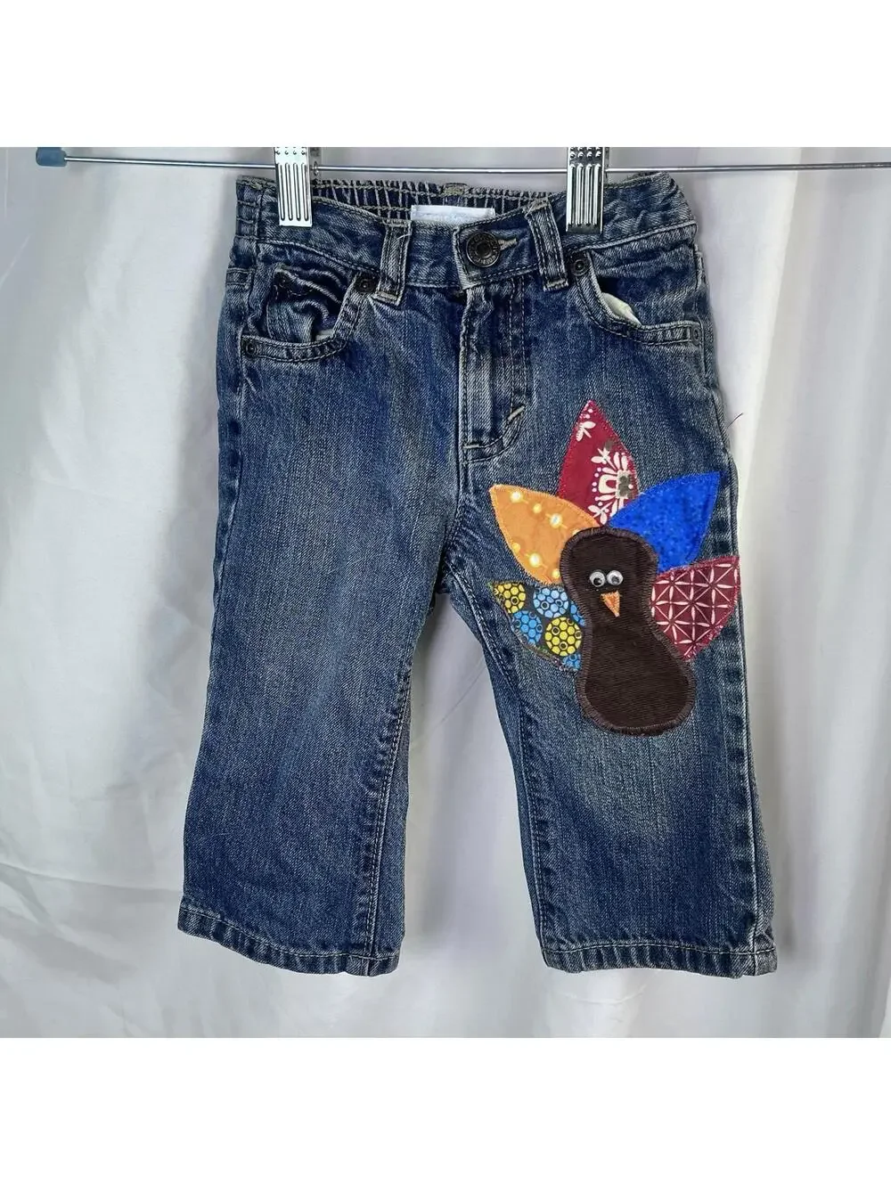 Old Navy Jeans, Unisex Size 12-18 Months, Blue, Denim, Embroidered Turkey, Fall